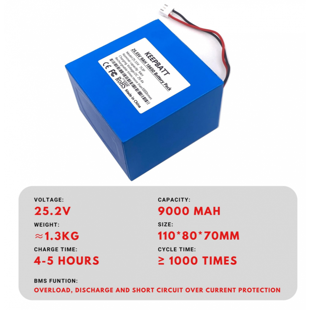 KEEPBATT Batería de Repuesto de 25.5V 7S3P 9Ah para el Limpiafondos Inalámbrico de Pared Aiper Seagull 3000
