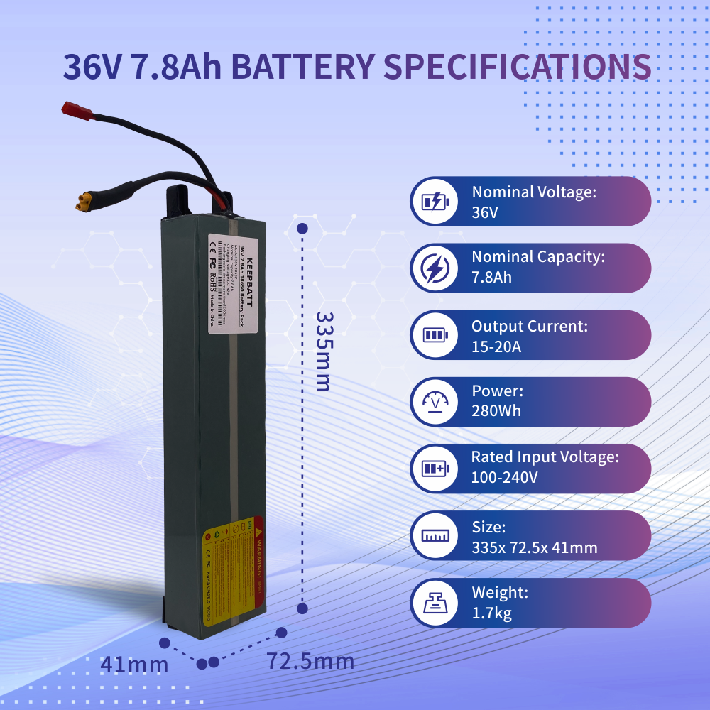 High Performance 36V 7.8AH Replacement Li-Ion Battery for M365 E-Scooter