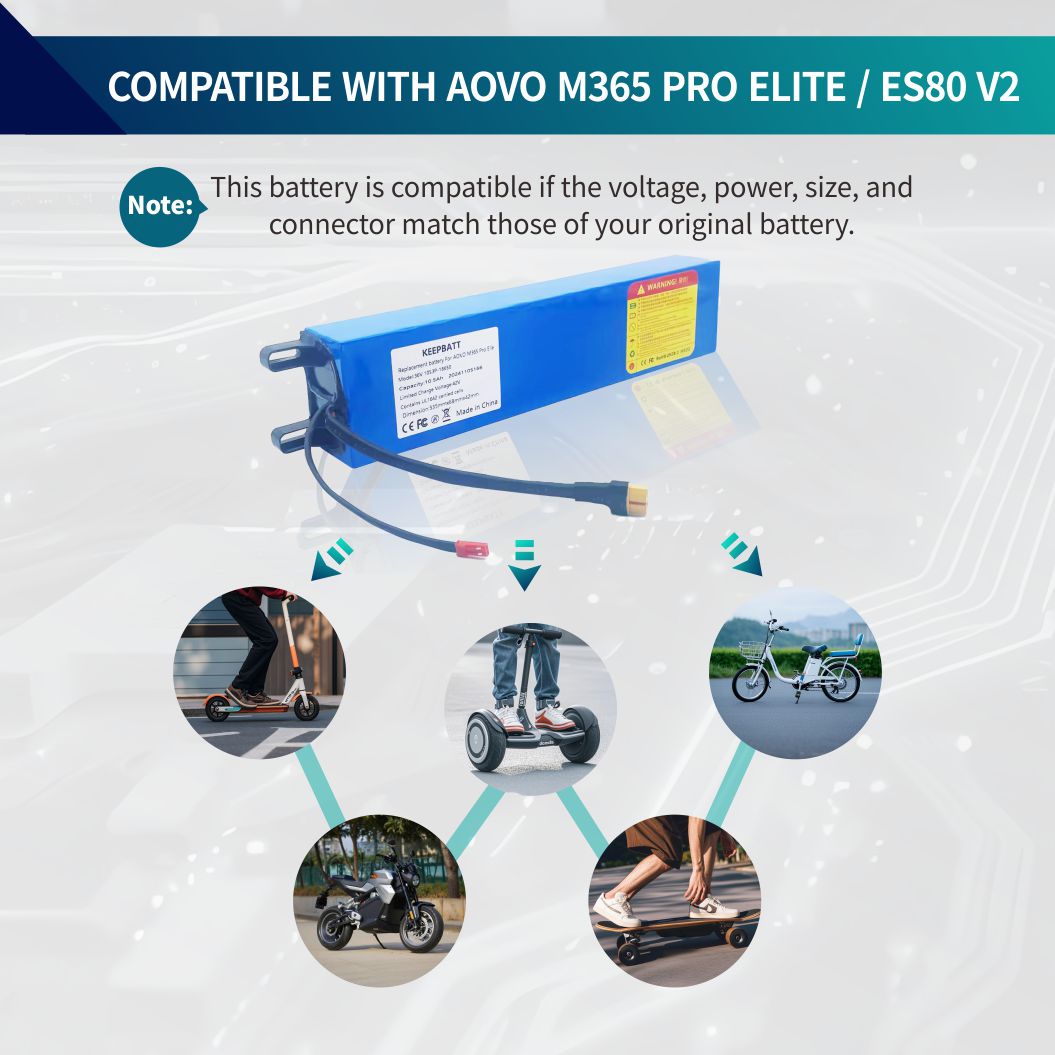 KEEPBATT 36V 10S3P 10.5Ah 交換バッテリー(18650 電池) 電動スクータ AOVO M365 Pro Elite 用 JST+XT30