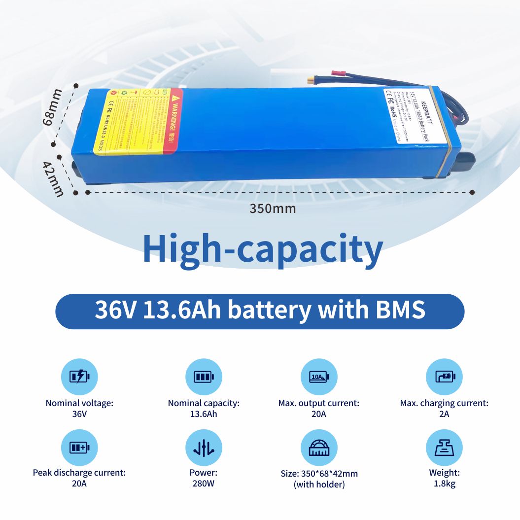 Batterie de scooter 36 V 13,6 Ah Accumulateur pour scooter électrique Version matérielle de la carte BMS