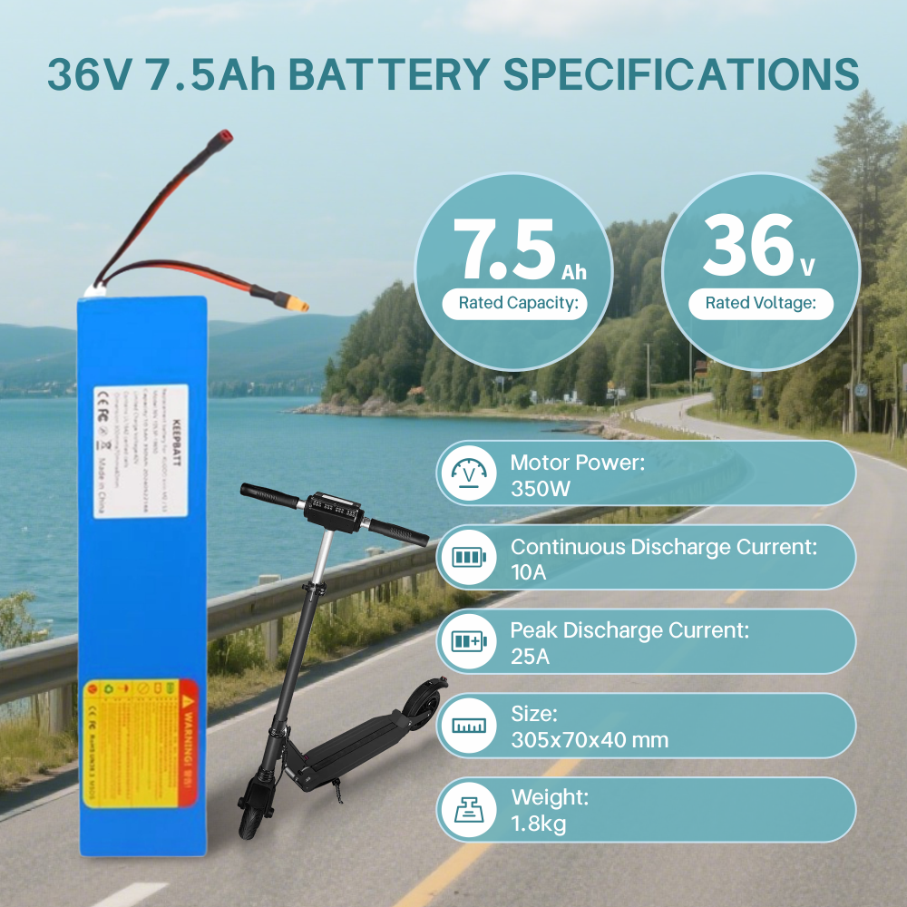 KEEPBATT Oplaadbare 18650 36V 7.5Ah E-Scooter 10S3P 350W Vervangende Batterij voor KUGOO KIRIN M2 / S3