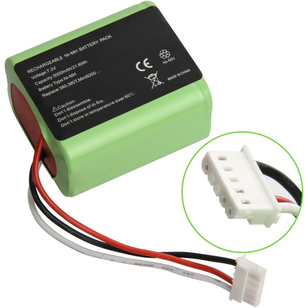 7.2V 3000mAh Ni-MH Battery Replacement for Braava 380 380T 390T Mint 5200 B Floor Mopping Robot 4409709 GPRHC202N026