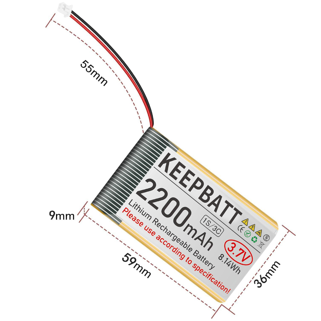 3.7V 2200mAh 903659 LiPo Battery Rechargeable 1S 3C with PCB MX1.25 Plug for Arduino ESP32 Development Board