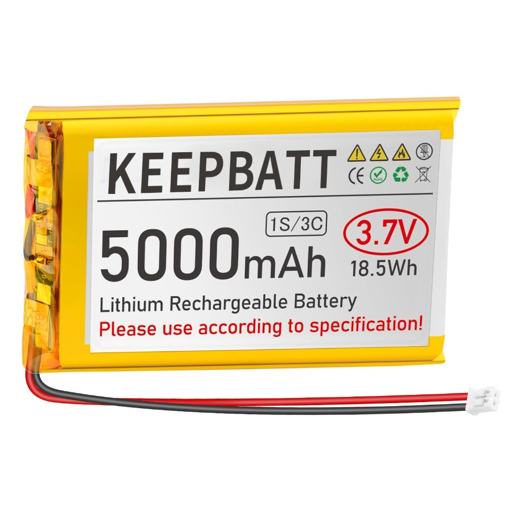 3.7V 5000mAh 105080 LiPo Battery Rechargeable 1S 3C with PCB PH2.0 Plug for Arduino ESP32 Board RPI