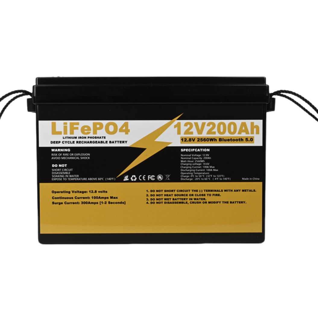 12V 200AH リチウム鉄リン酸(LiFePo4)電池 ブルートゥース BMS 搭載 12.8V ソーラーシステム用エネルギー貯蔵電池パック RV トレーラー用