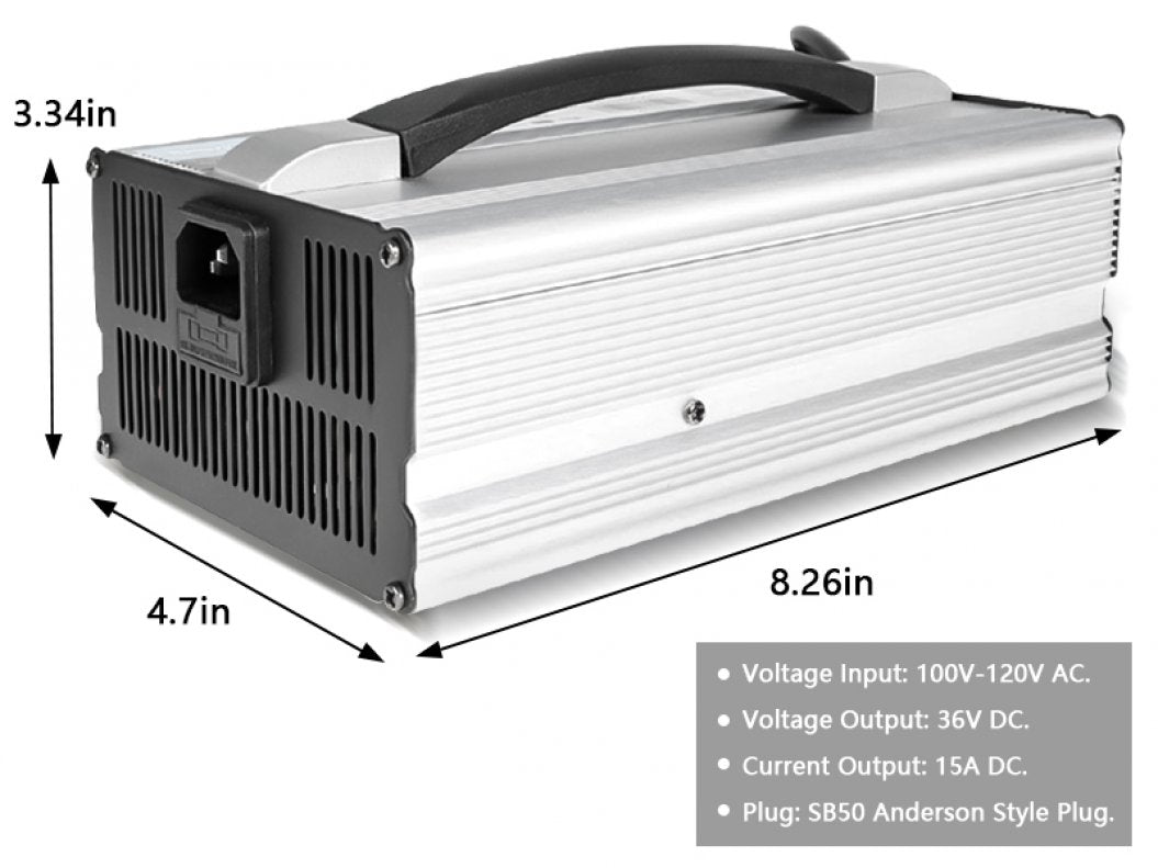 Cargador de batería de repuesto de 36 V y 15 A para carrito de golf EZGO Marathon con mango enchufable estilo SB50