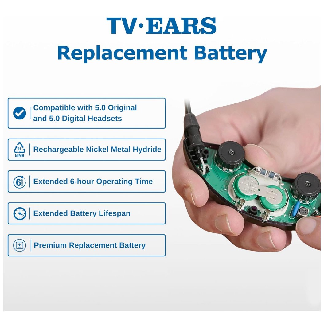 TV Ears 5.0 Headset Replacement Battery VARTA V80H Original Digital Headsets Rechargeable