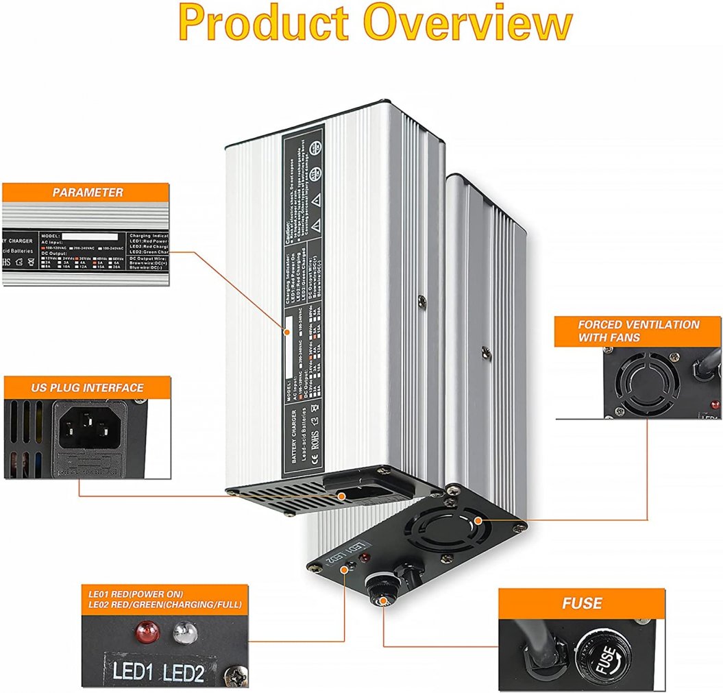 Cargador de batería de repuesto de 36 voltios y 5 amperios para carrito de golf EZGO TXT Medalist