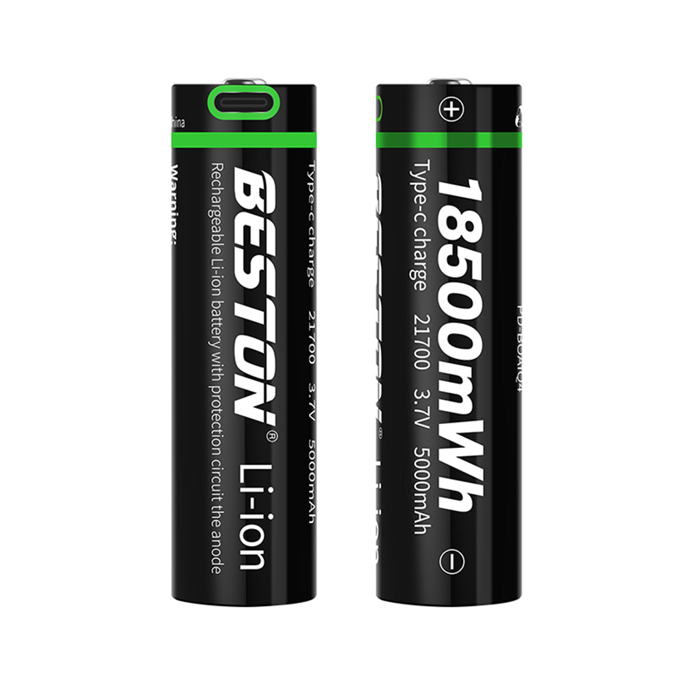 3.7V 21700 Type-C Oplaadbare Li-ion Beston Accu 5000mAh Lithiumbatterijen voor Zaklamp