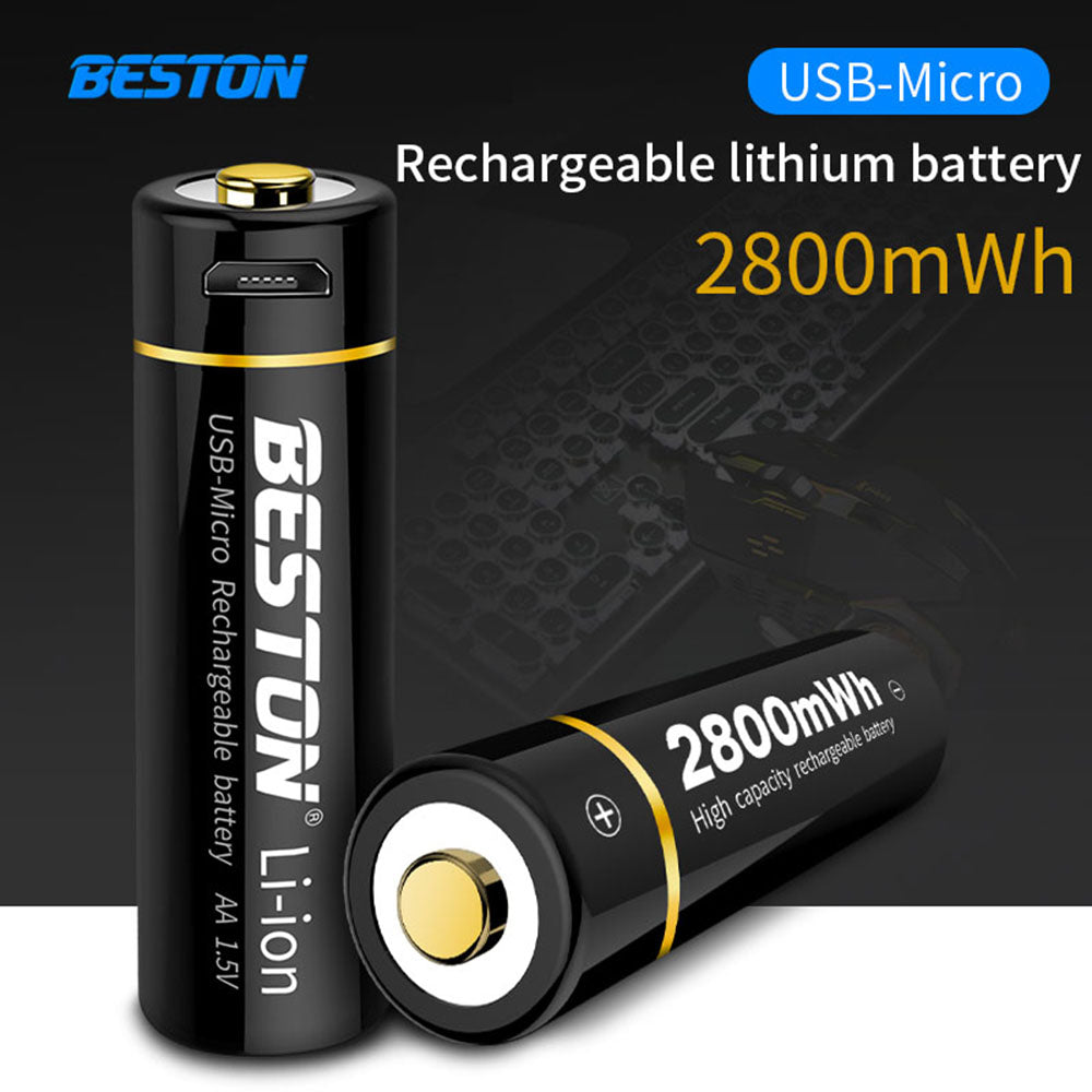 Batterie AA rechargeable Micro USB 1,5 V Li-ion BESTON pour jouets