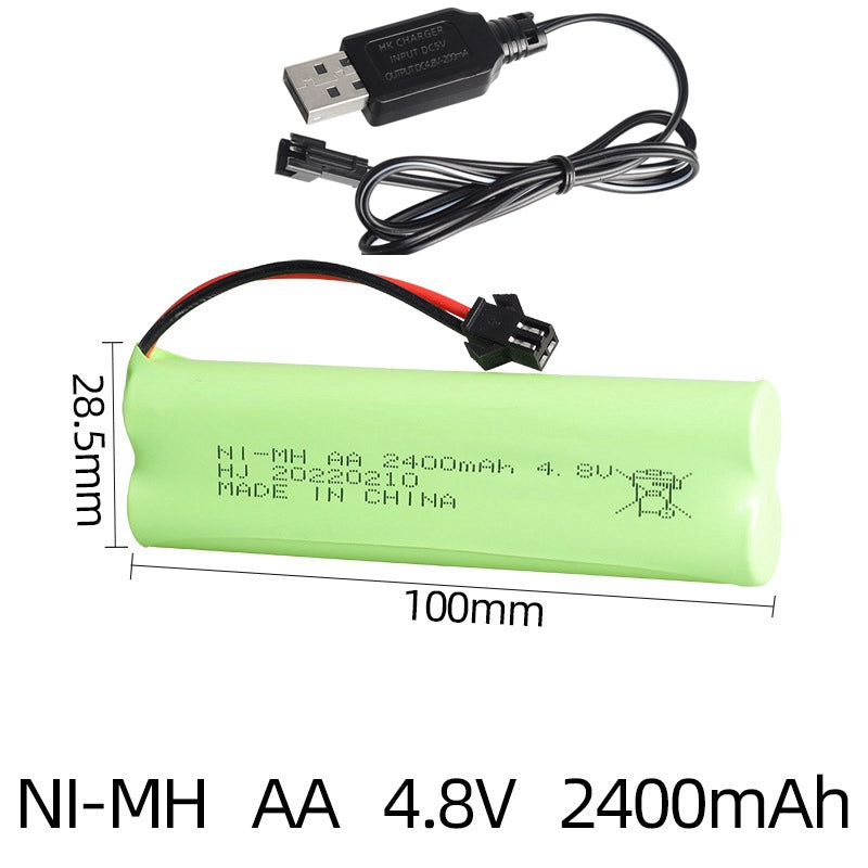 Bateria Recargável 4.8V 2400mAh AA NiMH com Cargador USB para Brinquedos de Controle Remoto