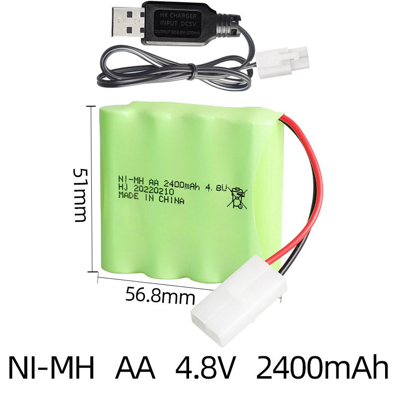 Bateria Recargável 4.8V 2400mAh AA NiMH com Cargador USB para Brinquedos de Controle Remoto