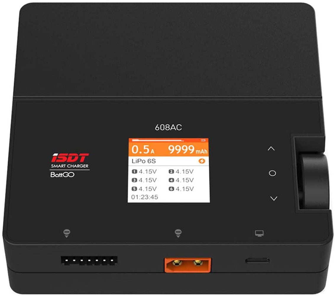 Cargador de batería inteligente BattGo ISDT 608AC CA 50 W CC 200 W 8 A con adaptador de corriente desmontable
