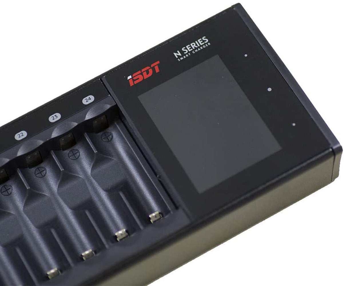 Chargeur de batterie ISDT N24 Chargeur de batterie Affichage LCD universel Chargeur rapide Chargeur pour 24 piles AA AAA Li-lon LiHv NI-MH NI-Cd LiFePO4 Eneloop