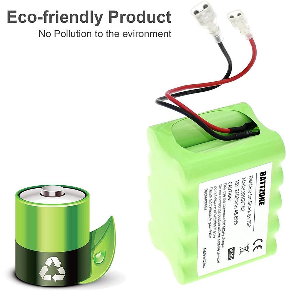 Batterie de remplacement 18 V 2600 mAh compatible avec la série Shark SV780-N XB780N SV760 SV780N