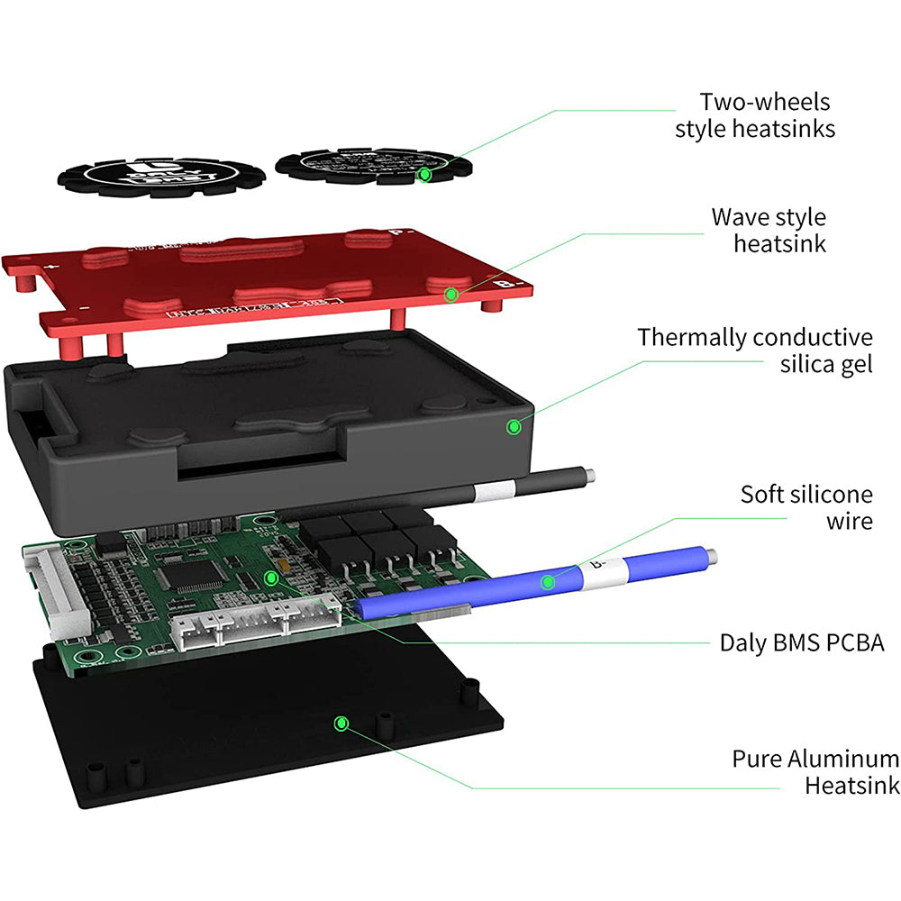 Daly Smart BMS LiFePO4 15S 48V 30A com Bluetooth (Modelo 13 66 128)