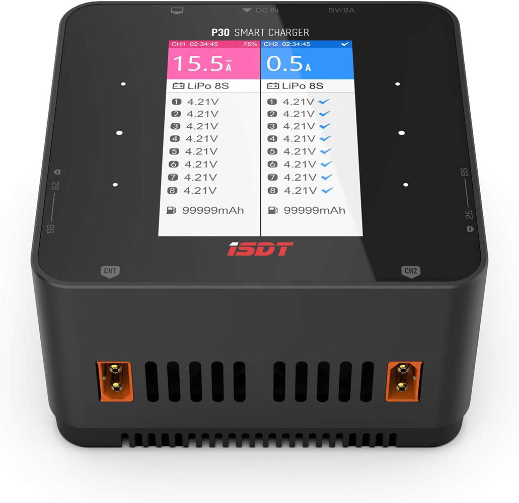 P30 1000WX2 30AX2 ISDT Power Dual Channel Bluetooth BattGo Lipo Smart Battery Balance Charger for 1-8S Li-ion NiCd NiMH