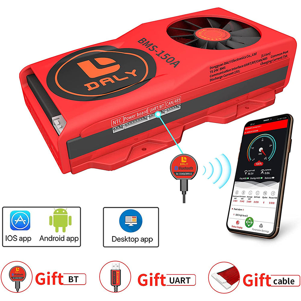 Daly smart bms Li-ion 7S 24V 150A bluetooth BMS FAN board 50120209