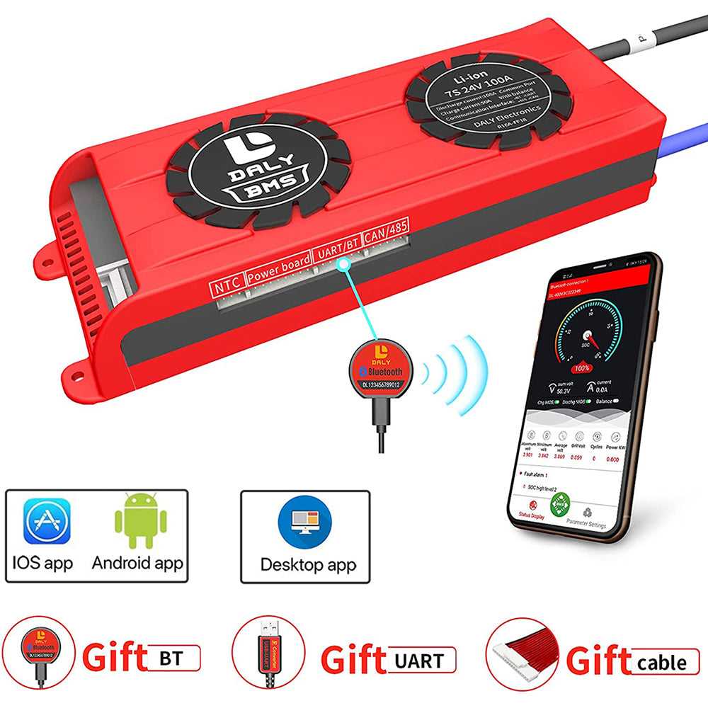 Daly smart bms Li-ion 7S 24V 100A bluetooth BMS FAN board 3365184