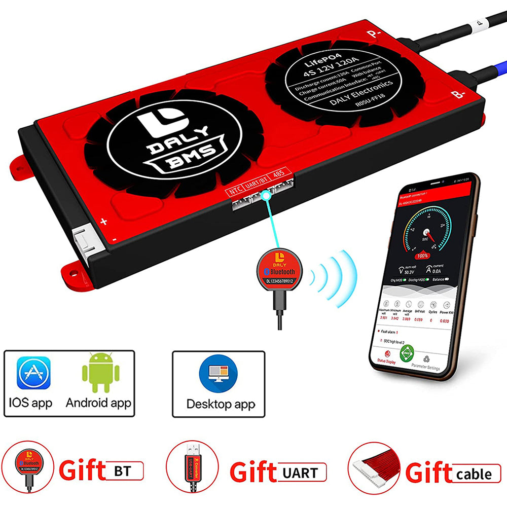 Daly smart bms Lifepo4 4S 12V 120A bluetooth BMS board 20 95 212