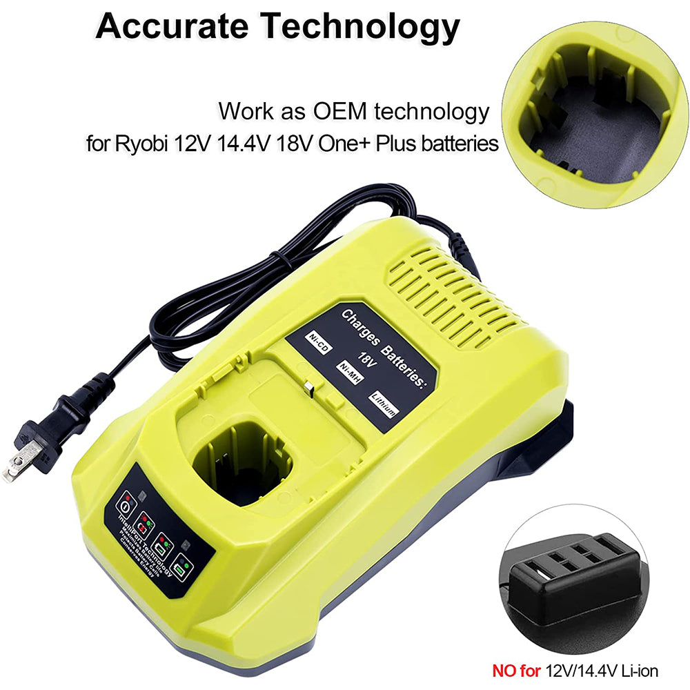 Battery charger compatible with Ryobi 12V-18V One+ Lithium-Ion NiCad NiMh Battery P102 P108 P189 P197 P103HP Battery PBP002 PBP005