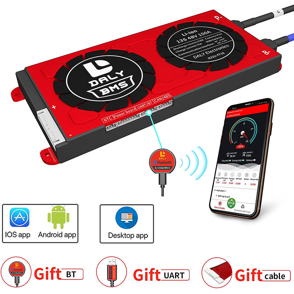 Daly BMS Inteligente Li-Ion 13S 48V 150A Bluetooth BMS Placa 20 95 212