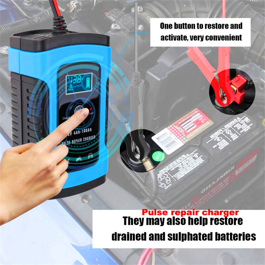 12V 6A バッテリーチャージャー 自動監視スマート充電器 自動車用鉛蓄電池対応