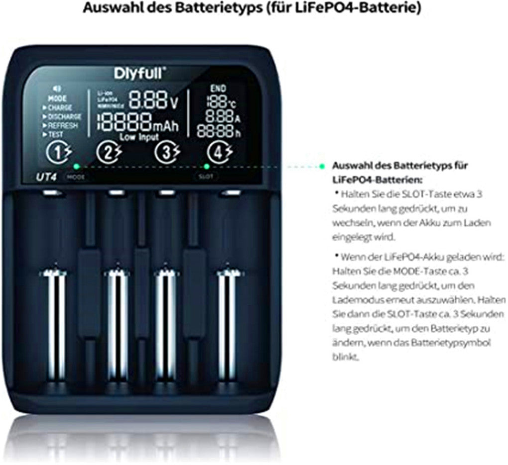 UT4 universal battery charger Battery charger for Li-Ion / IMR / INR / battery NI-MH / NI-Cd A AA AAA AAAA C SC D LiFePO4 battery