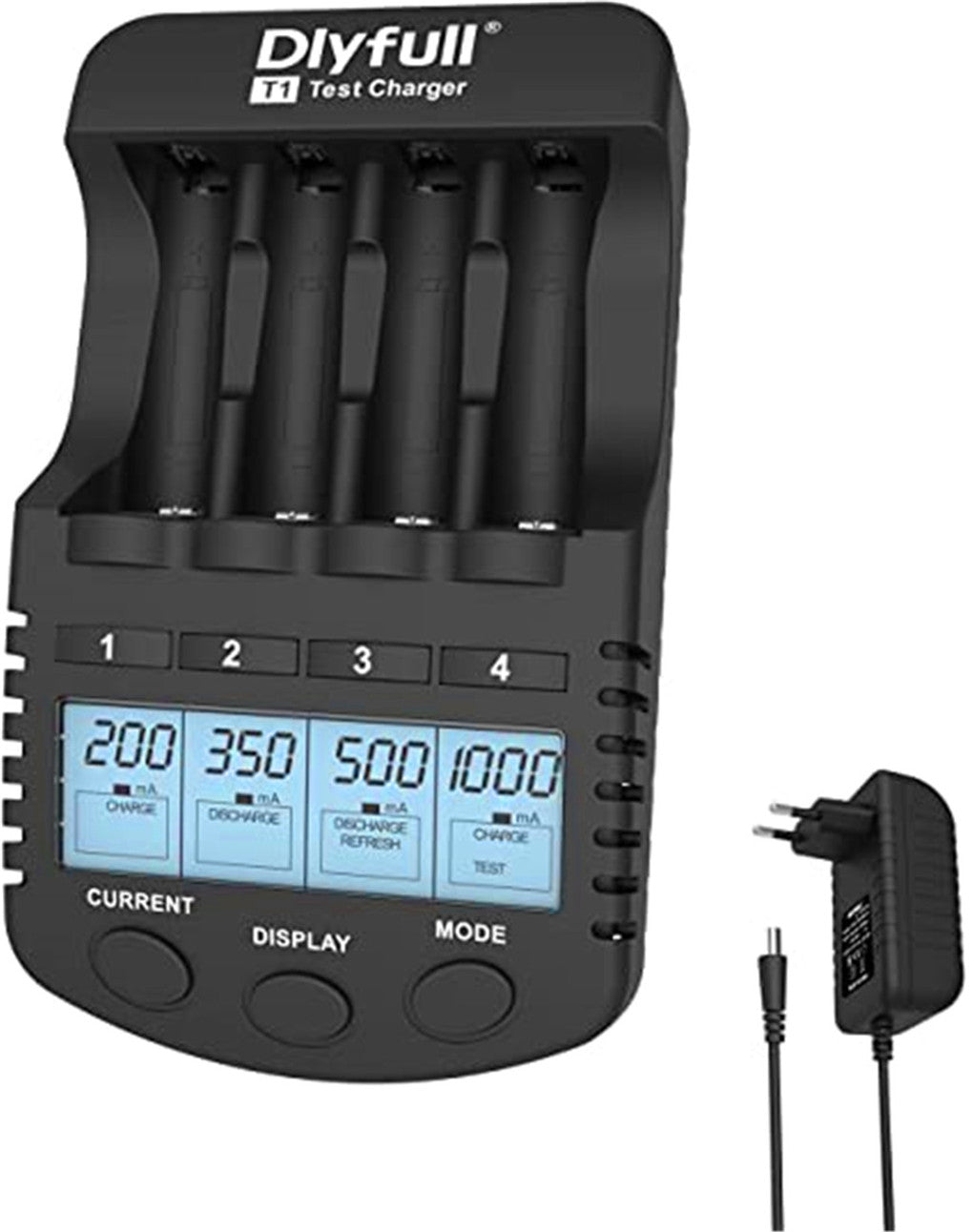 Chargeur de piles AA Chargeur de piles AAA avec écran LCD Port de charge USB et mode de charge, décharge, test, maintenance