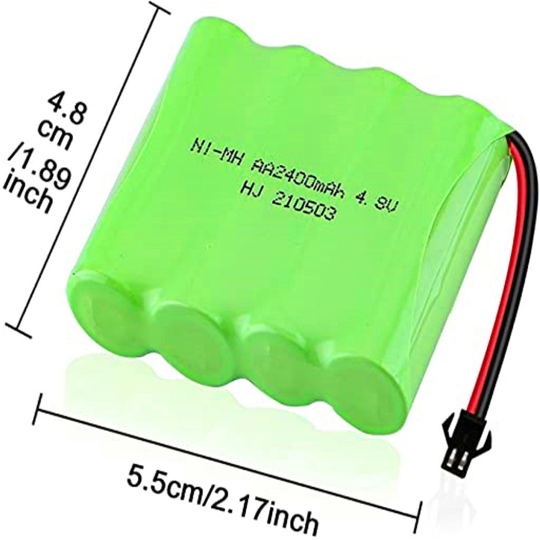 4.8 V 2400 mAh NI-MH AA battery with SM-2P 2-pin connector and USB charging cable