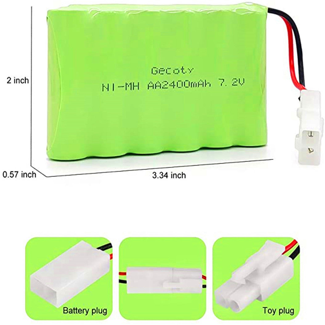 7.2V 2400mAh rechargeable NI-MH AA (KET plug)