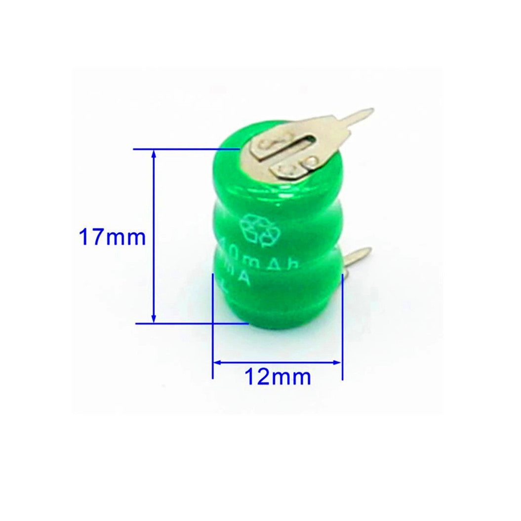 3PCS Ni-MH 버튼 충전식 PLC 데이터 백업 배터리 3.6V 40mAh 2핀 러그 포함