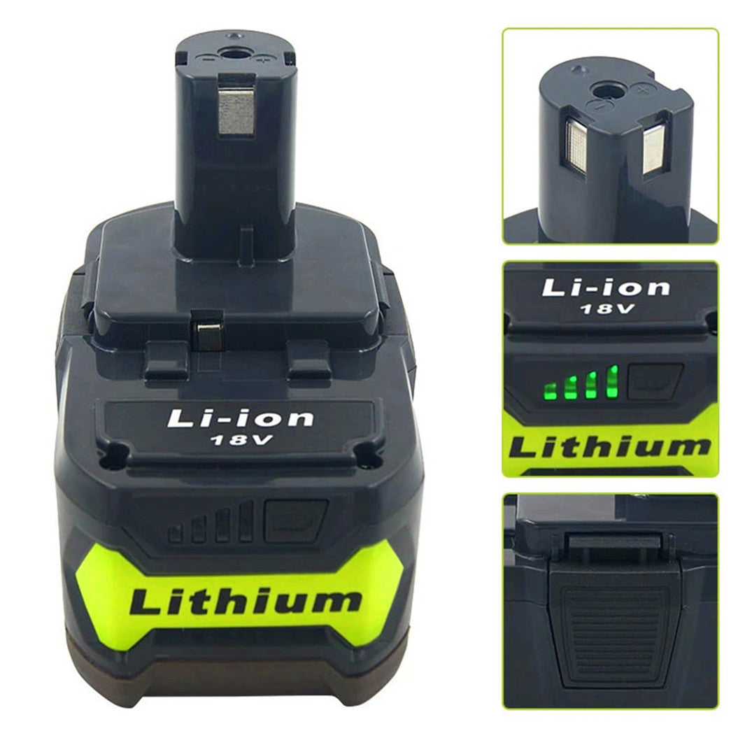 18V 6000mAh 리튬이온 교체 배터리 - Ryobi P100, P109, P104, RB18L40용