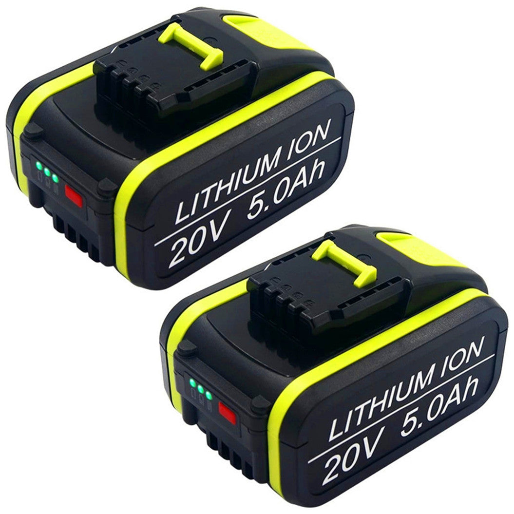 Lot de 2 batteries lithium-ion 20 V 5,0 Ah pour outils électriques Worx WA3553 WX678