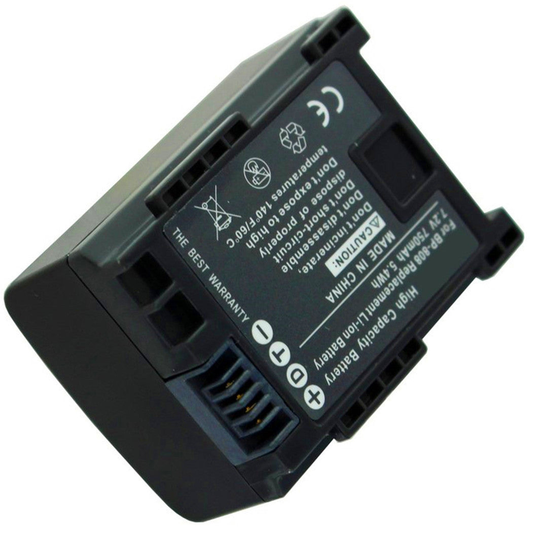 Batterie 7,4 V, 6,1 W pour Canon BP-808, avec affichage des minutes restantes
