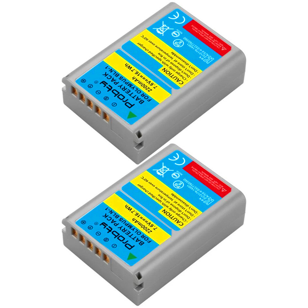 LCD용 7.6v 2200mAh 리튬 이온 배터리 2개입 올림푸스 E-M5 OM-D용 USB 단일 채널 충전기