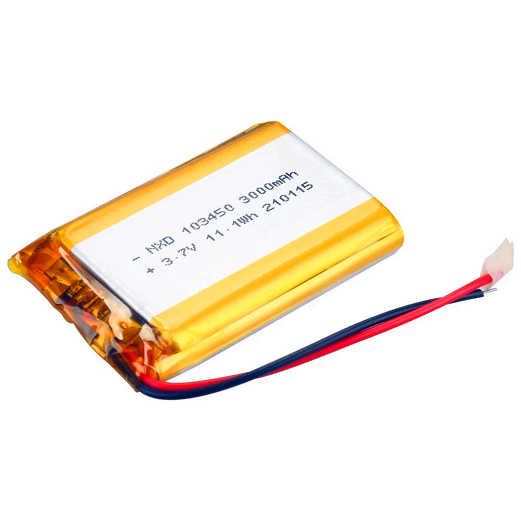 Batería de polímero de litio 103450 de 3,7 V y 3000 mAh para cámara con altavoz Bluetooth, GPS, MP5