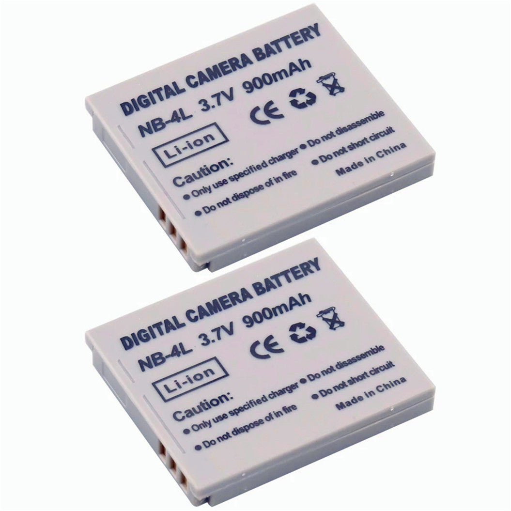 2개 3.7V 900mAh NB-4L NB4L NB 4L 리튬 이온 배터리 Canon PowerShot SD40 SD200 SD300 SD940용