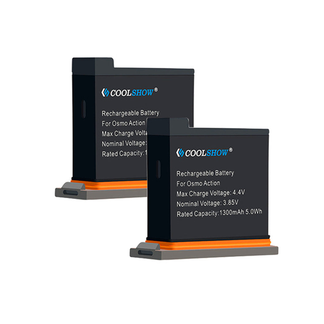 2 Peças de Bateria 1300mAh 5.0 Wh Li-Ion para Câmera DJI Osmo Action