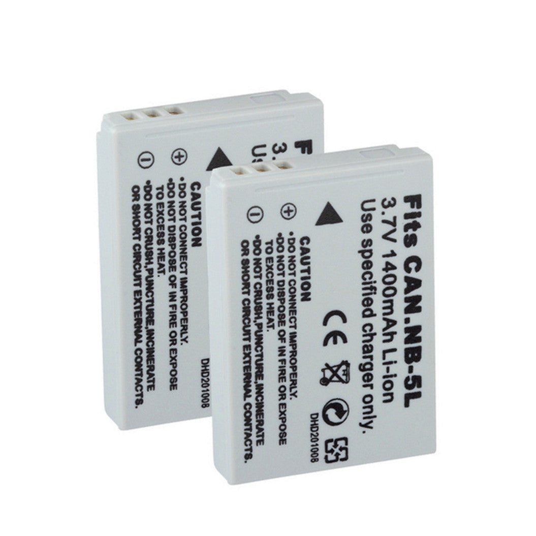 2 Peças Bateria Li-Ion 3.7V 1400mAh NB-5L para Canon IXUS 800, SX220 e Câmeras Compatíveis