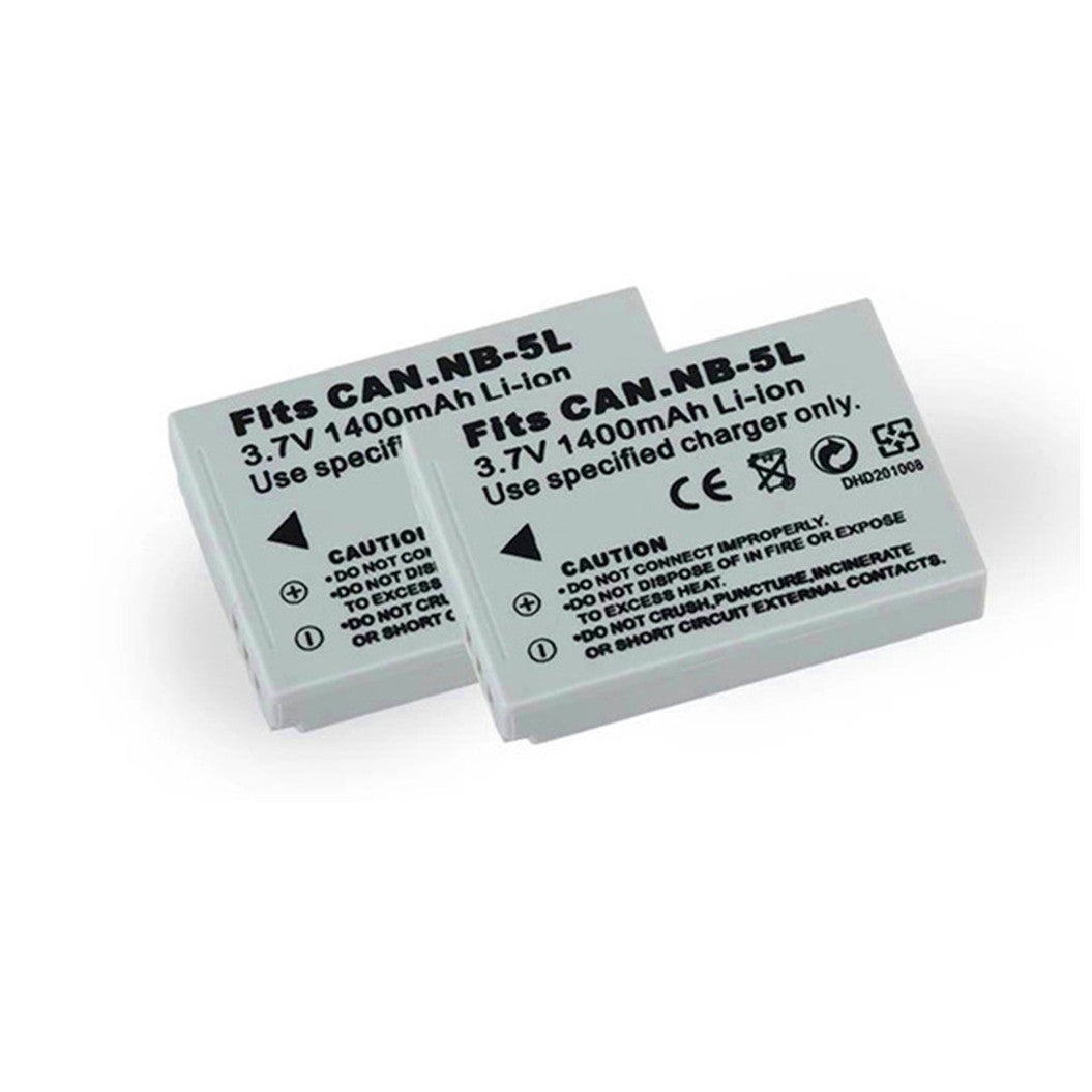 2 Peças Bateria Li-Ion 3.7V 1400mAh NB-5L para Canon IXUS 800, SX220 e Câmeras Compatíveis