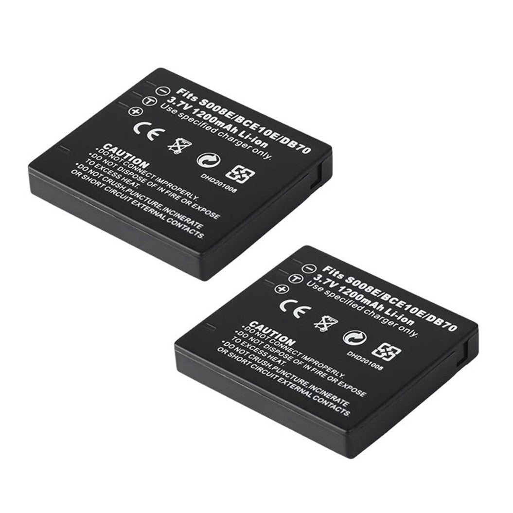 2개 3.7V 1200mAh CGA S008E DMW BCE10 DB70 리튬 폴리머 배터리 Lumix DMC FS3 FS5 FX37 카메라용