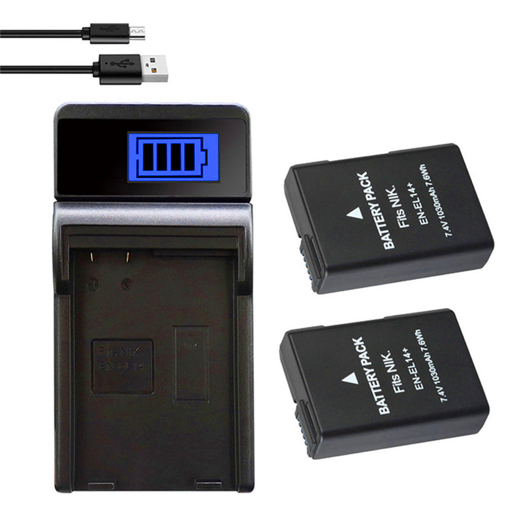 2 baterías de iones de litio EN-EL12 de 8,4 V y 1030 mAh para P7200, P7100, D5100, D5200 y D3300