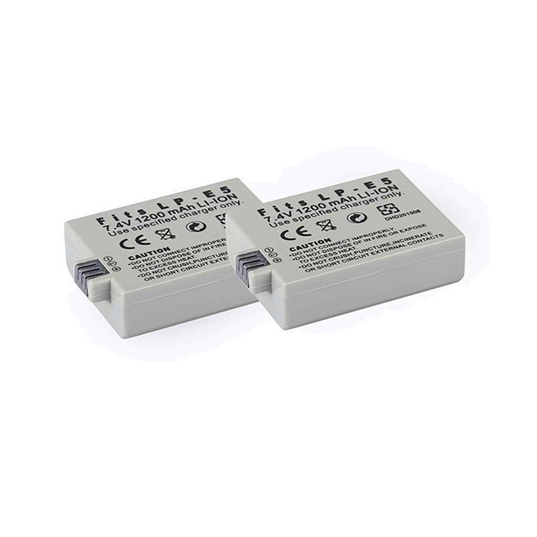 Batería de iones de litio LP-E5 de 2 piezas, 7,4 V, 1200 mAh, para 450D, 500D, 1000D, Kiss X2, X3, F, Rebel XS, XSI, T1I