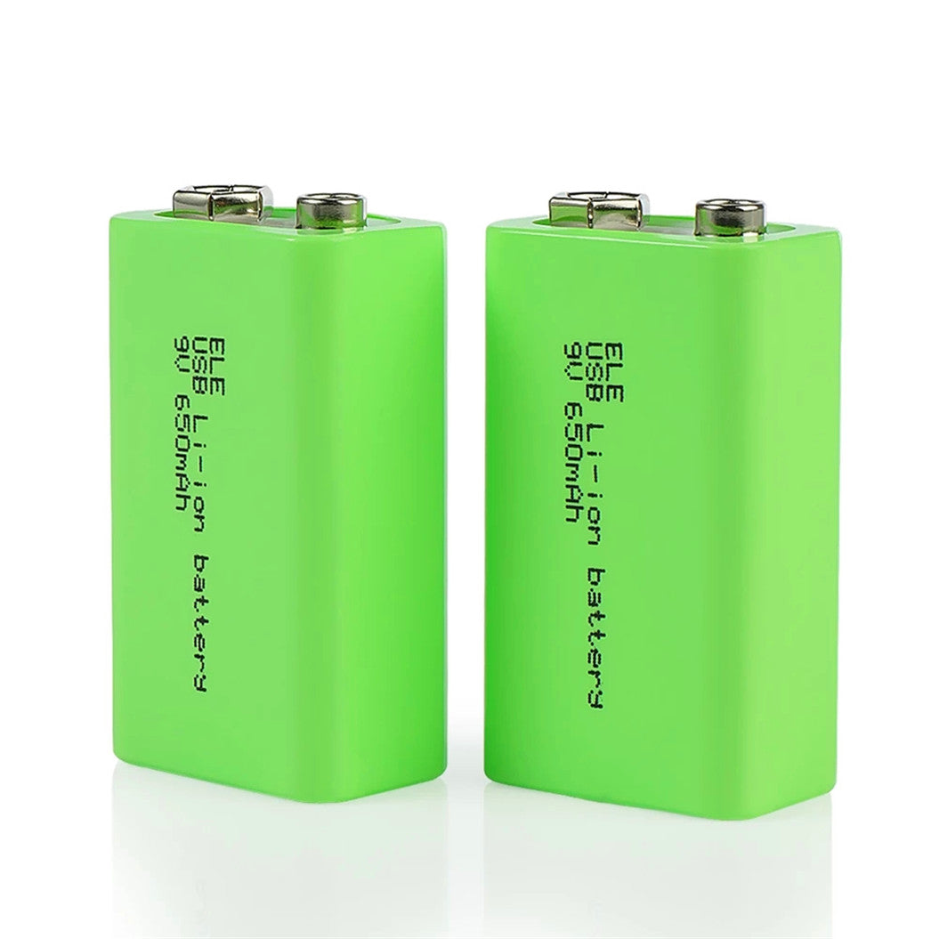 Lot de 2 batteries lithium-ion 9 V 650 mAh 6F22 pour hélicoptère RC, modèle, microphone, jouet