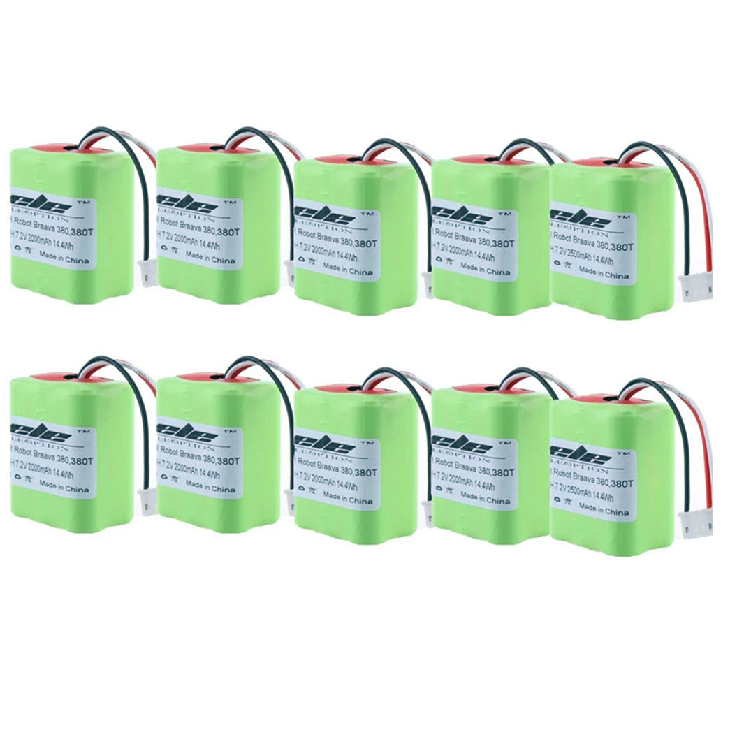 Lot de 10 batteries Ni-MH 7,2 V 2,5 Ah 2500 mAh pour iRobot Roomba Braava 380 380T
