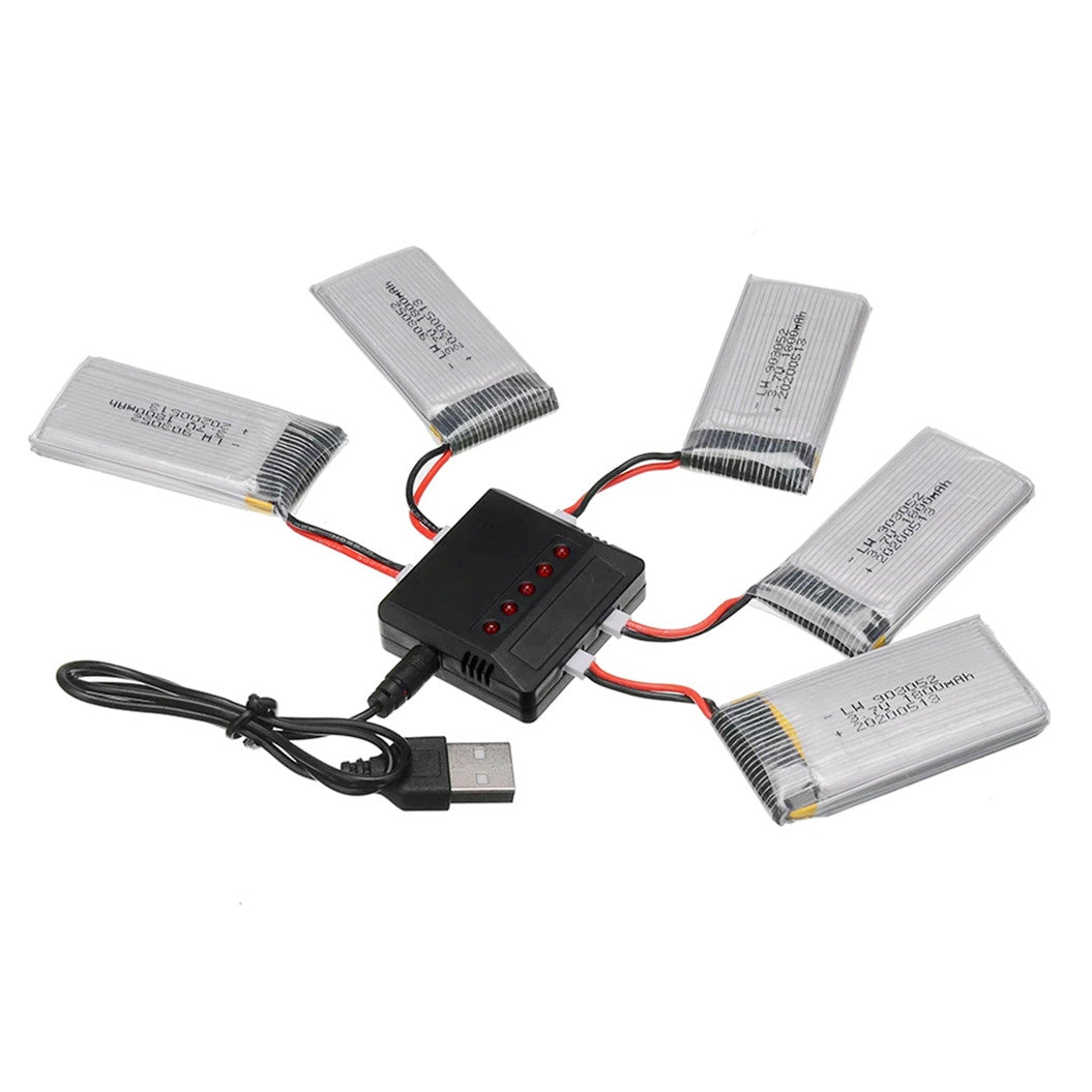 5x 3.7V 1800mAh Lipo Batterij Oplader voor 903052 X5SW M18 H5P H11D RC Drone