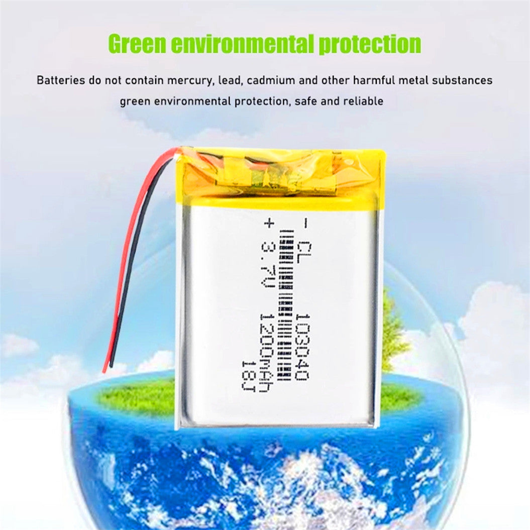 2 Peças Bateria Li-Po 1200mAh 3.7V para MP4, DVD, GPS, Bluetooth