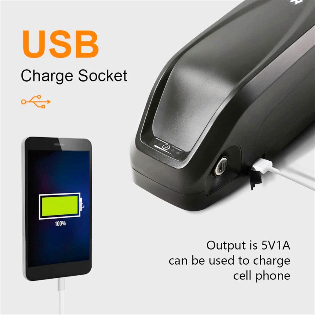 48V 13Ah 624Wh Hailong 전동 자전거 배터리 팩 18650 리튬 1000W E-바이크 배터리 5V USB 방전 포트 포함