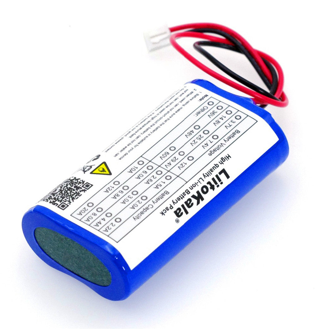 Batterie au lithium LiitoKala 3,7 V 5 200 mAh 18650 pour pêche, lampe LED, haut-parleur Bluetooth, 4,2 V, piles d'urgence DIY + prise 2P